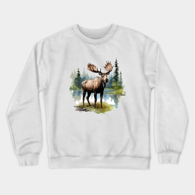 Moose Nature Crewneck Sweatshirt by zooleisurelife